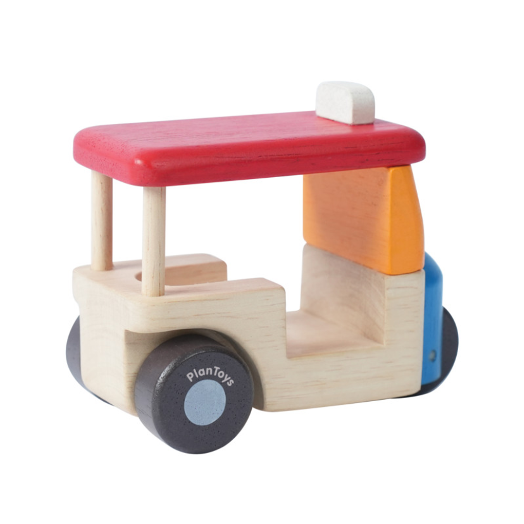 PlanToys Tuk Tuk wooden toy ของเล่นไม้แปลนทอยส์ ตุ๊กตุ๊ก รถตุ๊กๆ ประเภทของเล่นชวนเคลื่อนไหว สำหรับอายุ 12 เดือนขึ้นไป