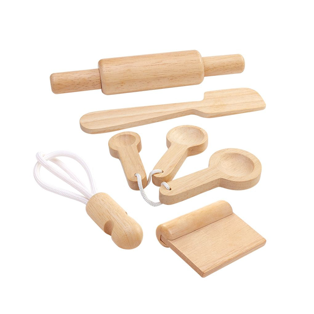 PlanToys natural Baking Utensils wooden toy ของเล่นไม้แปลนทอยส์ ชุดอุปกรณ์ทำขนม ประเภทชุดครัว สำหรับอายุ 3 ปีขึ้นไป