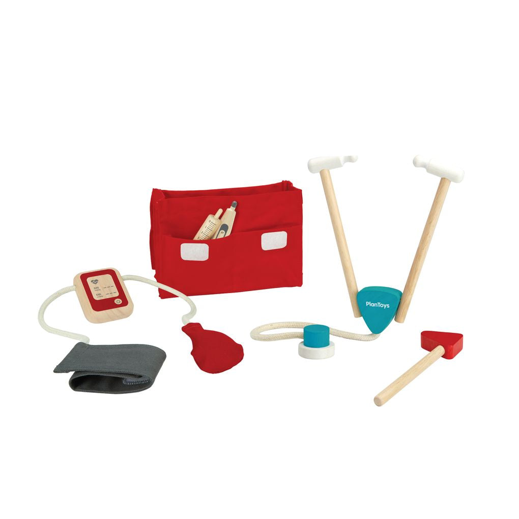 PlanToys Doctor Set wooden toy ของเล่นไม้แปลนทอยส์ ชุดกระเป๋าคุณหมอ ประเภทบทบาทสมมุติ สำหรับอายุ 3 ปีขึ้นไป