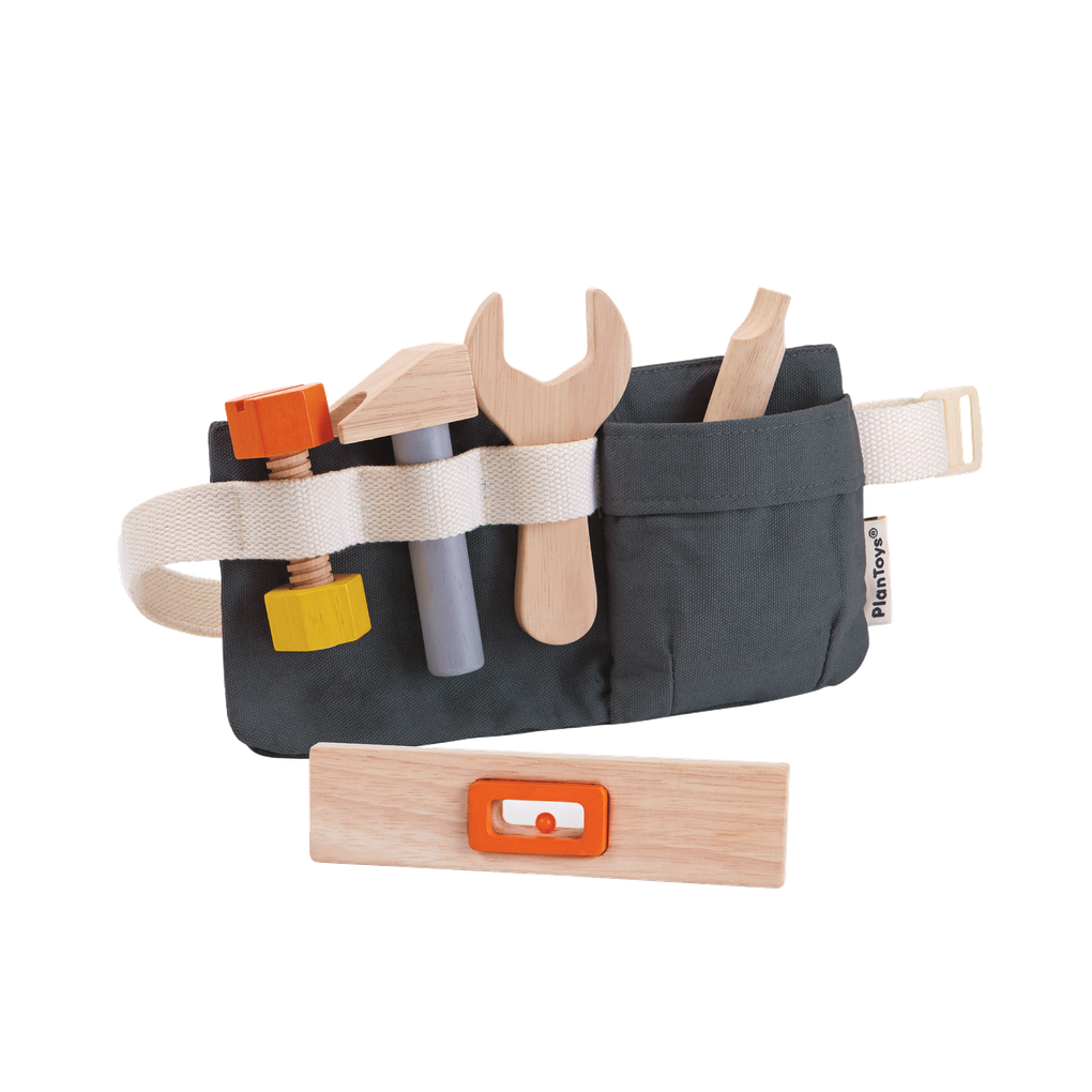 PlanToys Tool Belt wooden toy ของเล่นไม้แปลนทอยส์ กระเป๋าเครื่องมือช่าง ประเภทบทบาทสมมุติ สำหรับอายุ 3 ปีขึ้นไป