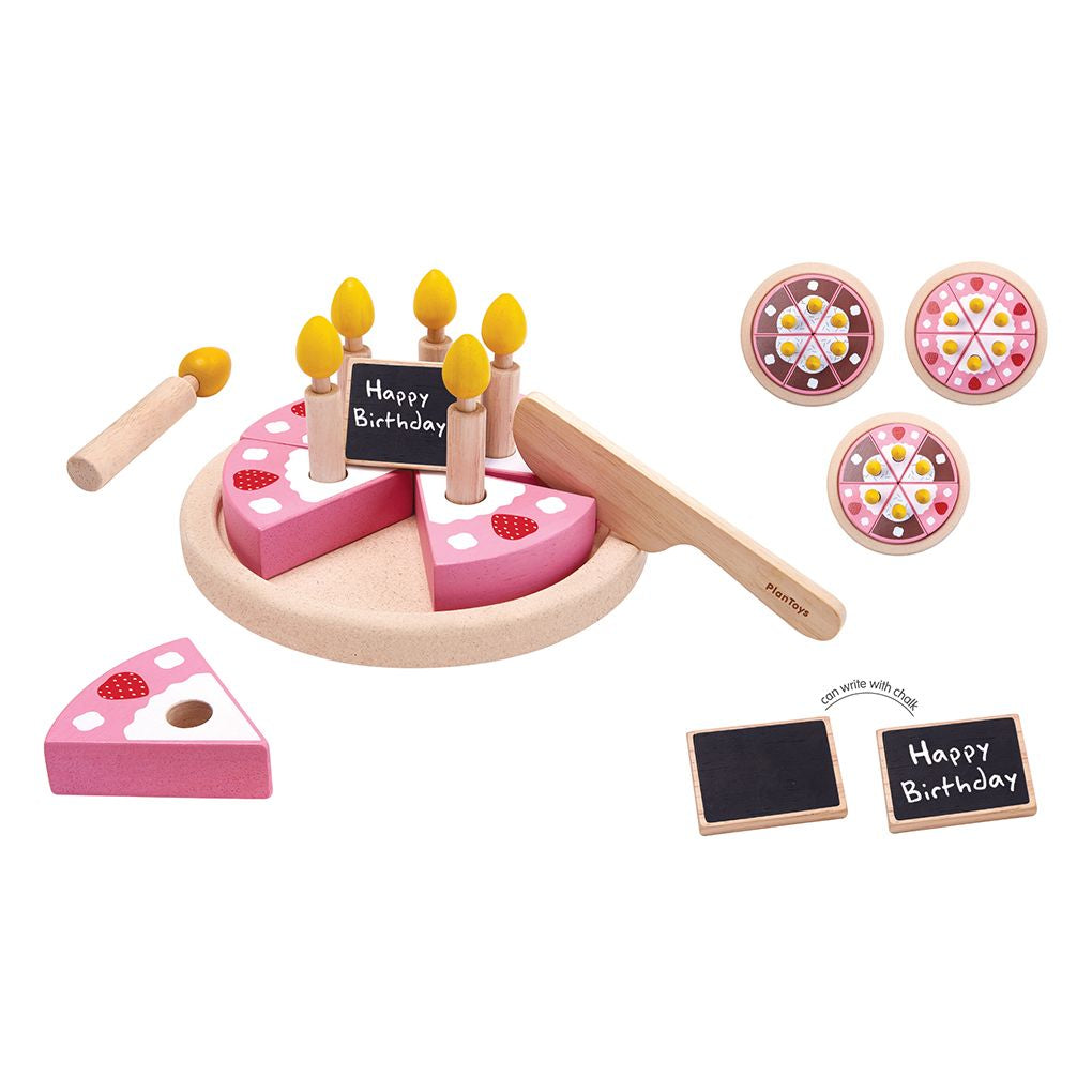 PlanToys Birthday Cake Set wooden toy ของเล่นไม้แปลนทอยส์ ชุดเค้กวันเกิด ประเภทชุดครัว สำหรับอายุ 2 ปีขึ้นไป