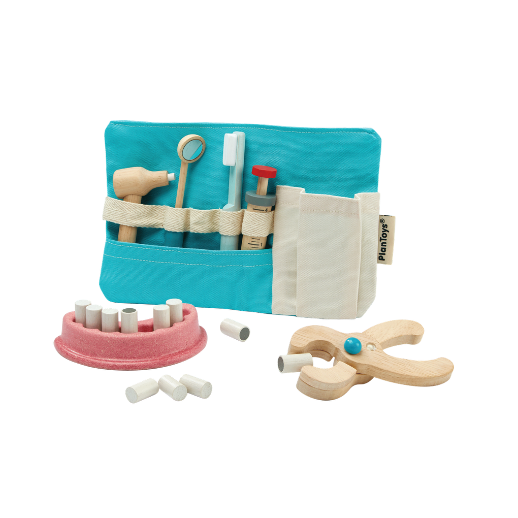 PlanToys Dentist Set wooden toy ของเล่นไม้แปลนทอยส์ ชุดหมอฟัน ประเภทบทบาทสมมุติ สำหรับอายุ 3 ปีขึ้นไป