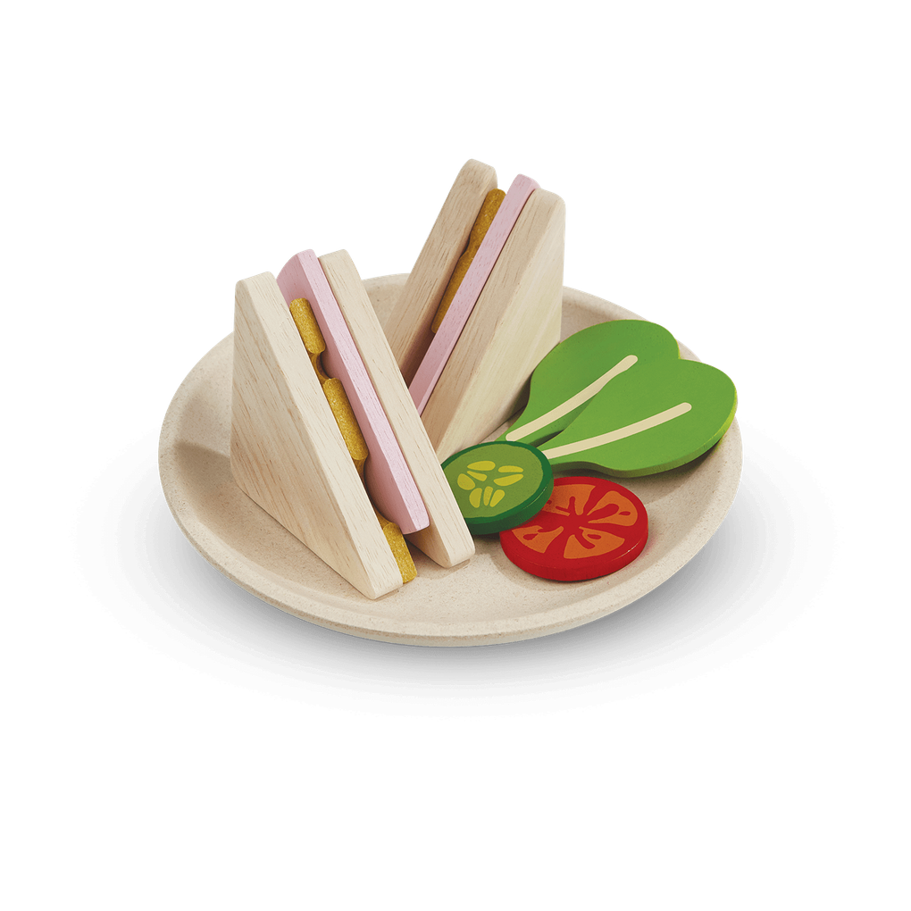 PlanToys Sandwich Set wooden toy ของเล่นไม้แปลนทอยส์ ชุดแซนวิช ประเภทชุดครัว สำหรับอายุ 2 ปีขึ้นไป