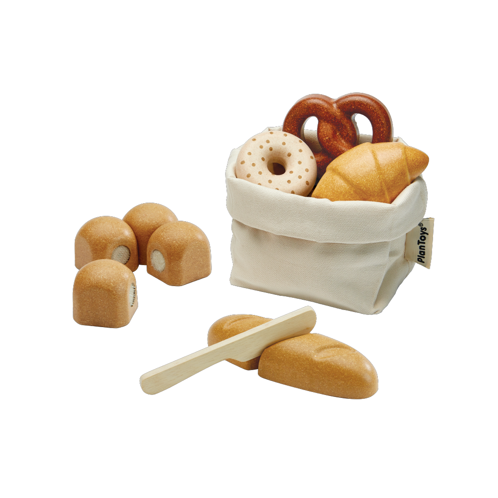 PlanToys Bread Set wooden toy ของเล่นไม้แปลนทอยส์ ชุดขนมปัง ประเภทชุดครัว สำหรับอายุ 2 ปีขึ้นไป