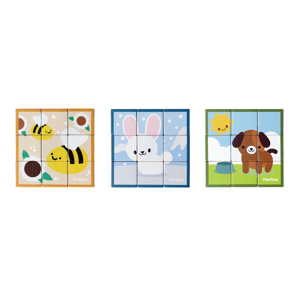 PlanToys Animal Puzzle Cubes wooden toy ของเล่นไม้แปลนทอยส์ จิ๊กซอว์รูปสัตว์ ประเภทเกมฝึกคิด สำหรับอายุ 2 ปีขึ้นไป