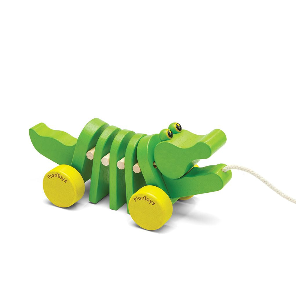 PlanToys green Dancing Alligator wooden toy ของเล่นไม้แปลนทอยส์ จระเข้เต้นรำ ประเภทผลักและลากจูง สำหรับอายุ 12 เดือนขึ้นไป