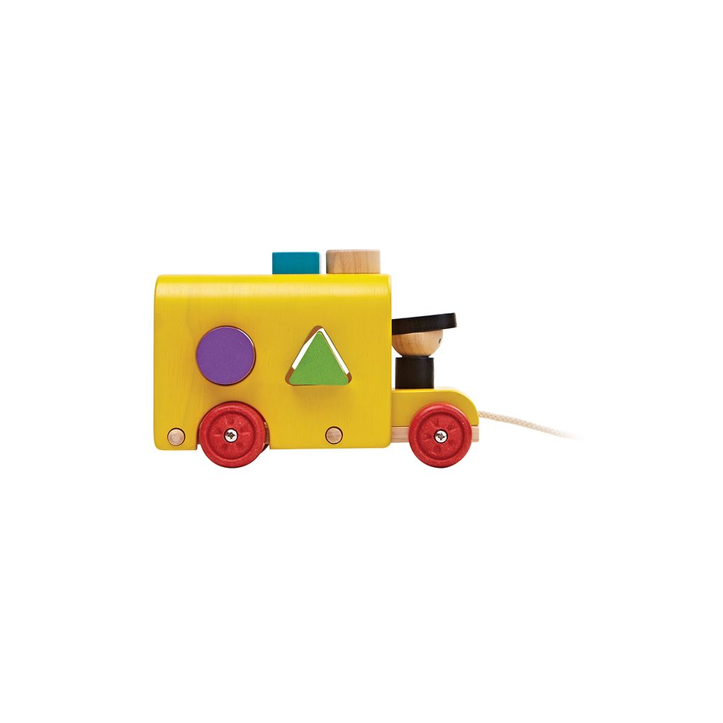PlanToys yellow Sorting Bus wooden toy ของเล่นไม้แปลนทอยส์ รถบัสหยอดรูปทรง ของเล่นฝึกทักษะ สำหรับอายุ 12 เดือนขึ้นไป