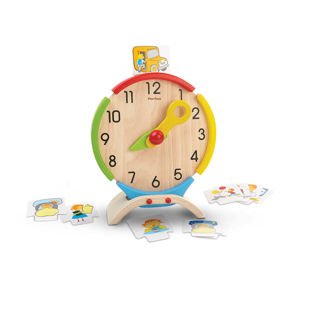PlanToys Activity Clock wooden toy ของเล่นไม้แปลนทอยส์ นาฬิกาหรรษา ของเล่นฝึกทักษะ สำหรับอายุ 3 ปีขึ้นไป