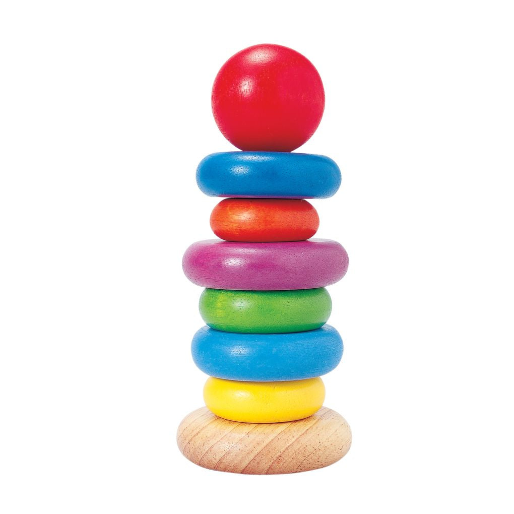 PlanToys Stacking Ring wooden toy ของเล่นไม้แปลนทอยส์ ชุดเรียงวงแหวนซ้อน ของเล่นฝึกทักษะ สำหรับอายุ 12 เดือนขึ้นไป