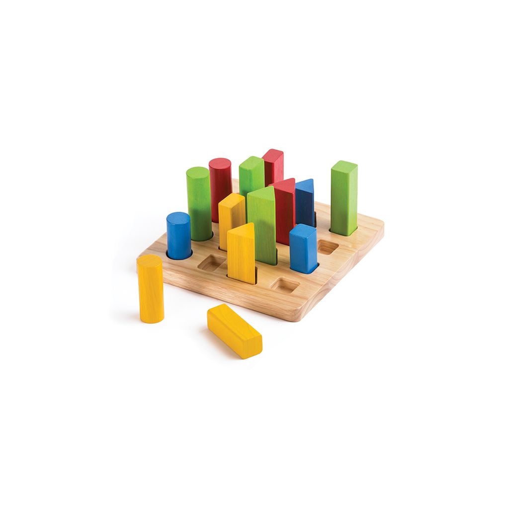 PlanToys Geometric Peg Board wooden toy ของเล่นไม้แปลนทอยส์ กระดานแท่งเรขา ของเล่นฝึกทักษะ สำหรับอายุ 2 ปีขึ้นไป