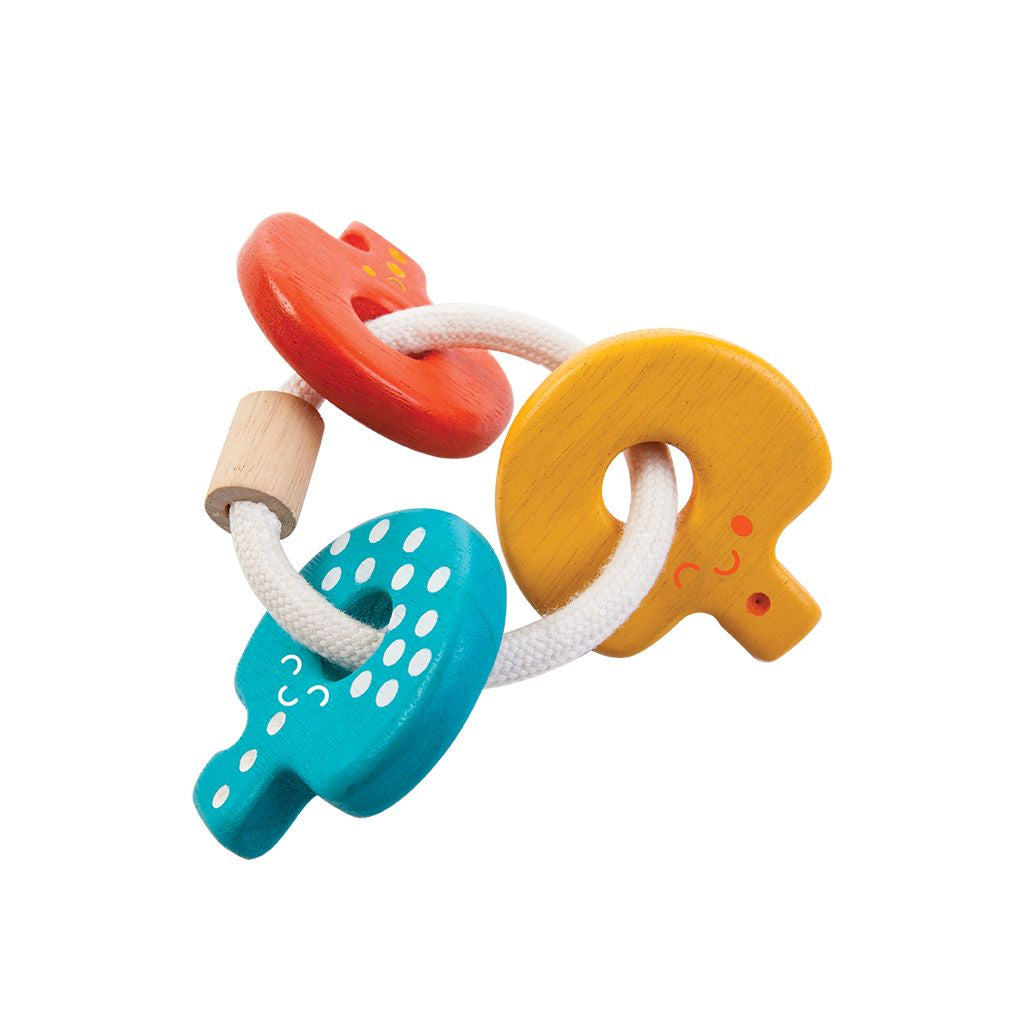 PlanToys Baby Key Rattle wooden toy ของเล่นไม้แปลนทอยส์ กุญแจกุ๊งกิ๊ง ประเภทของเล่นเด็กอ่อน สำหรับอายุ 0-6 เดือน