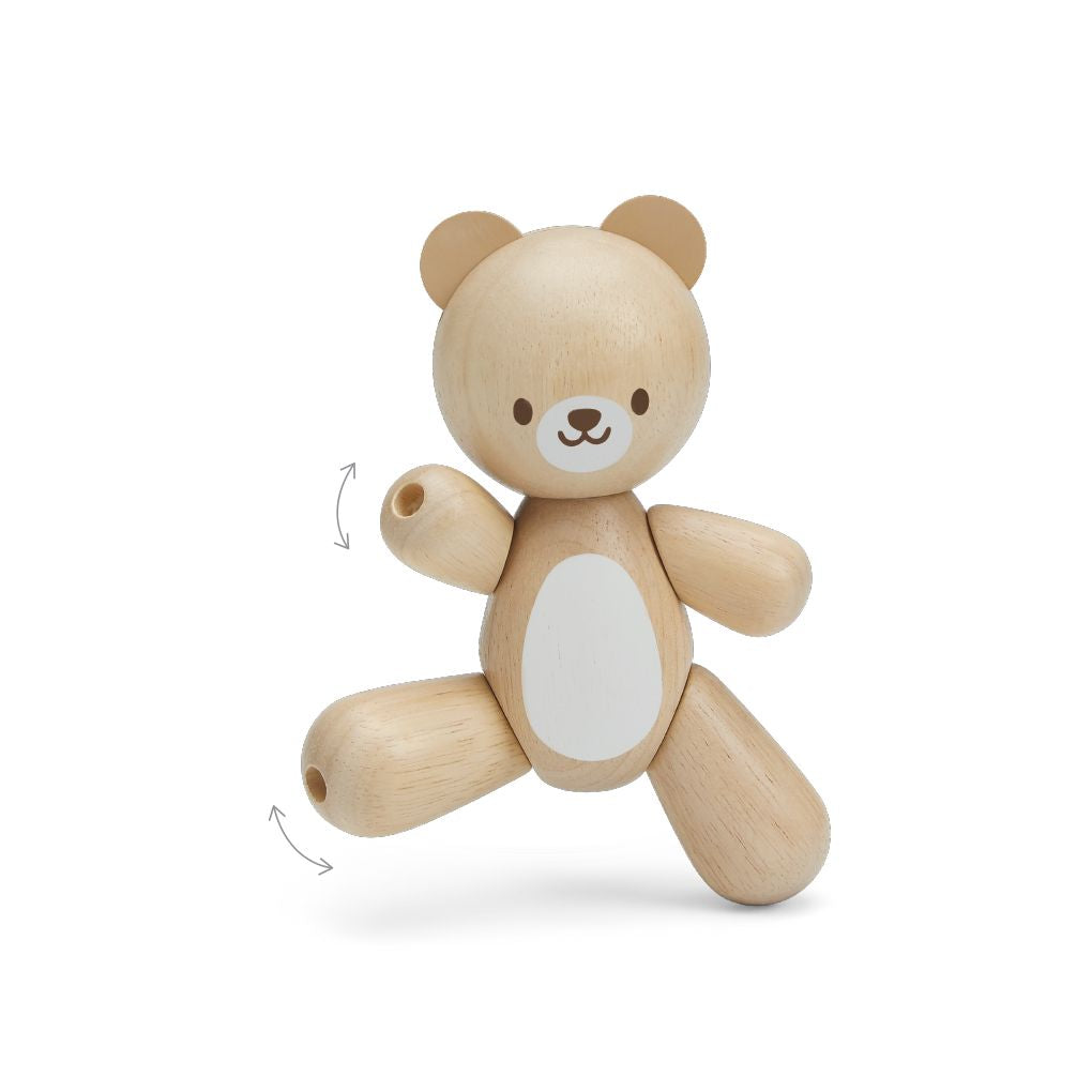 PlanToys natural Bear wooden toy ของเล่นไม้แปลนทอยส์ ตุ๊กตาหมี ประเภทของเล่นเด็กอ่อน สำหรับอายุ 12 เดือนขึ้นไป