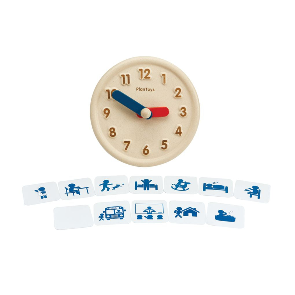 PlanToys Activity Clock wooden toy ของเล่นไม้แปลนทอยส์ นาฬิกากิจวัตรประจำวัน ของเล่นฝึกทักษะ สำหรับอายุ 3 ปีขึ้นไป