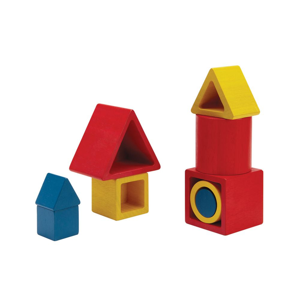PlanToys Nesting Puzzle - Unit Plus wooden toy ของเล่นไม้แปลนทอยส์ เรขาคณิตเรียงซ้อน ของเล่นฝึกทักษะ สำหรับอายุ 18 เดือนขึ้นไป