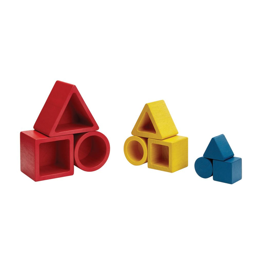 PlanToys Nesting Puzzle - Unit Plus wooden toy ของเล่นไม้แปลนทอยส์ เรขาคณิตเรียงซ้อน ของเล่นฝึกทักษะ สำหรับอายุ 18 เดือนขึ้นไป