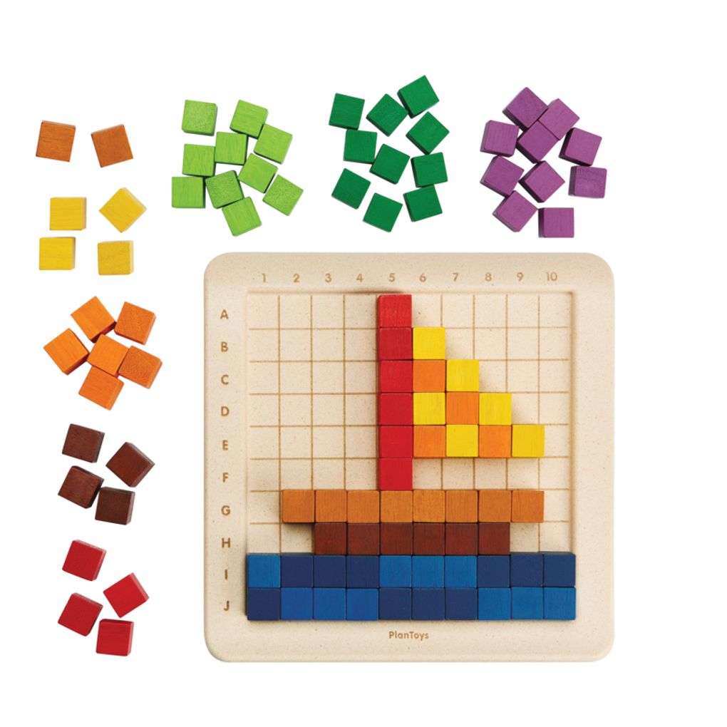 PlanToys 100 Counting Cubes - Unit Plus wooden toy ของเล่นไม้แปลนทอยส์ ชุดลูกบาศก์ 100 ชิ้น ของเล่นฝึกทักษะ สำหรับอายุ 3 ปีขึ้นไป