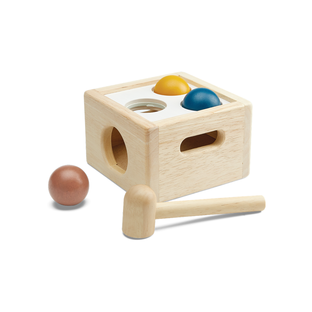 PlanToys orchard Punch & Drop wooden toy ของเล่นไม้แปลนทอยส์ กล่องตอกลูกบอล ของเล่นฝึกทักษะ สำหรับอายุ 12 เดือนขึ้นไป