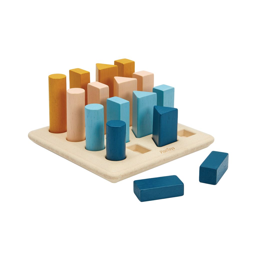 PlanToys orchard Geometric Peg Board wooden toy ของเล่นไม้แปลนทอยส์ กระดานแท่งหมุดเรขาคณิต ของเล่นฝึกทักษะ สำหรับอายุ 2 ปีขึ้นไป