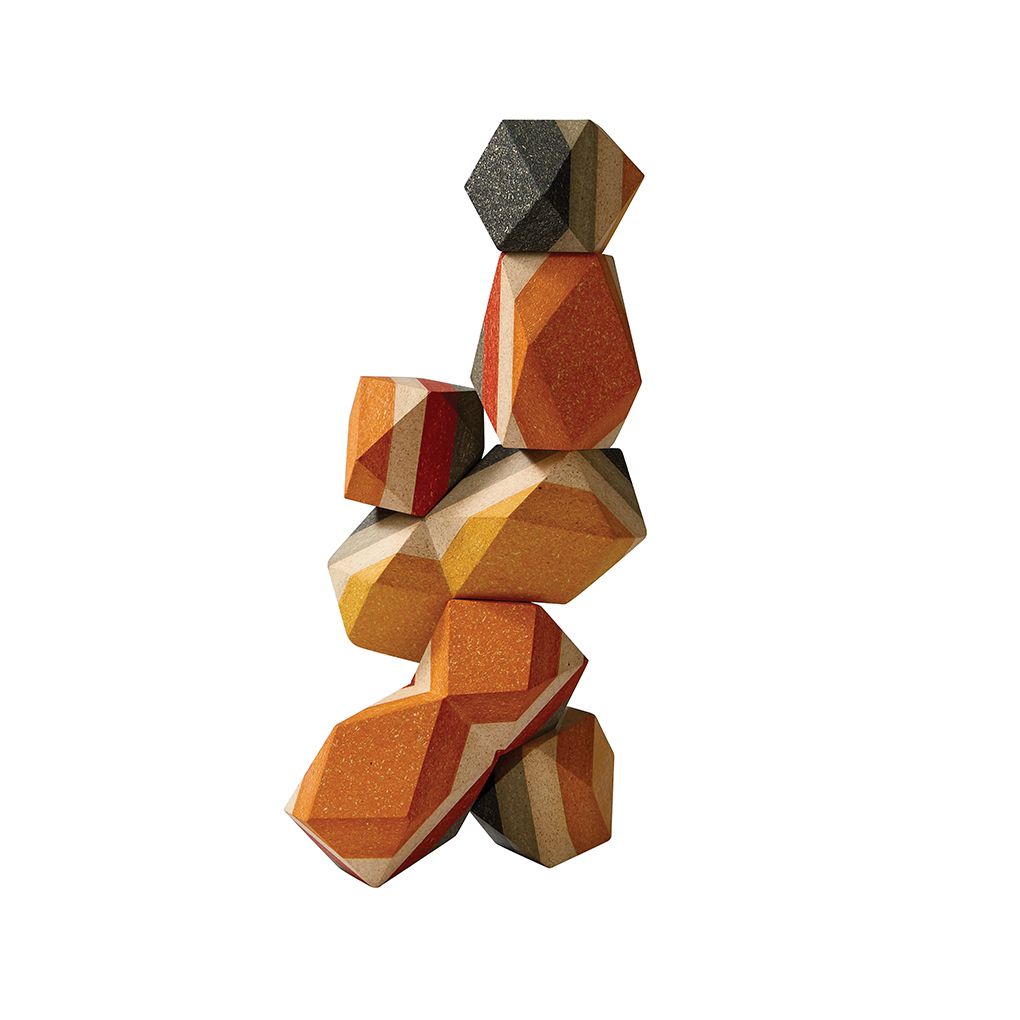 PlanToys Geo Stacking Rock wooden toy ของเล่นไม้แปลนทอยส์ ชุดก้อนหินเรียงซ้อน ประเภทบล็อกและการต่อโครงสร้าง สำหรับอายุ 3 ปีขึ้นไป