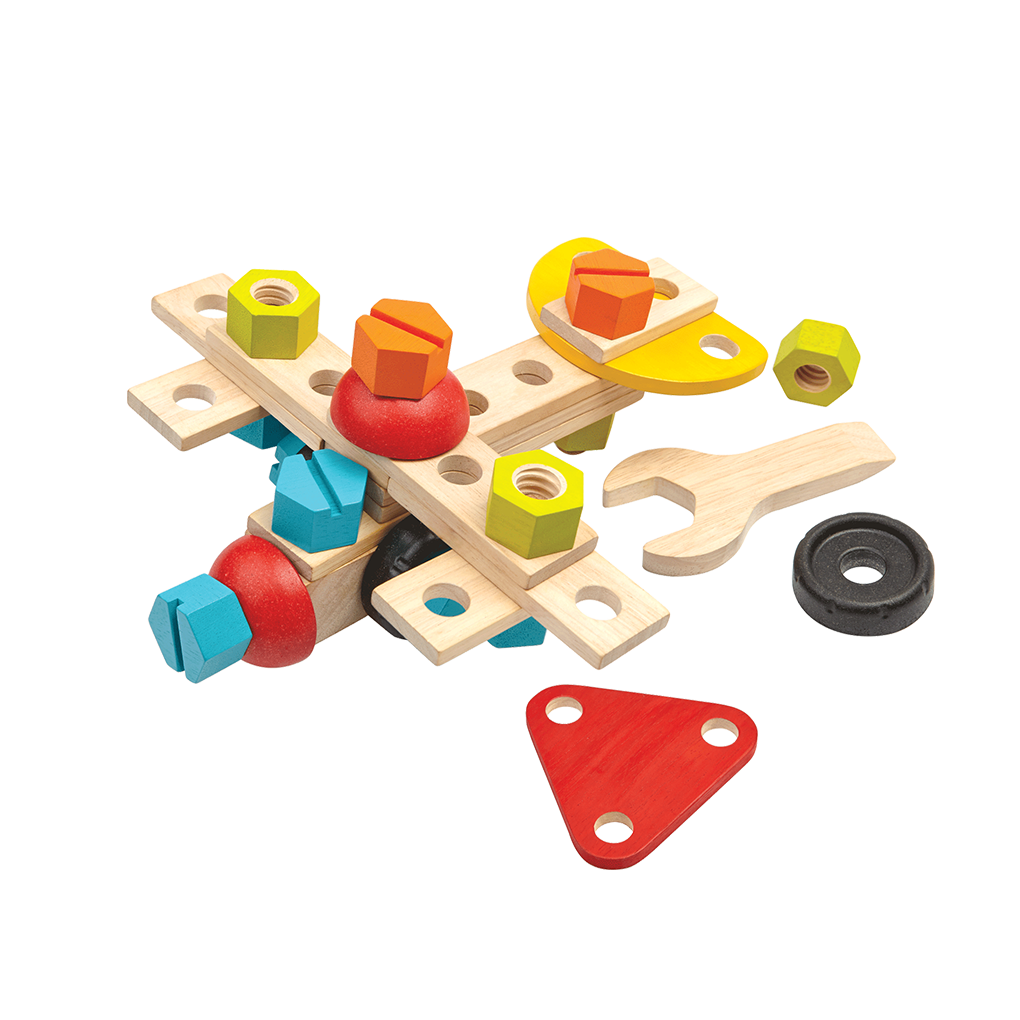 PlanToys Construction Set wooden toy ของเล่นไม้แปลนทอยส์ ชุดช่างอัจฉริยะ ประเภทบล็อกและการต่อโครงสร้าง สำหรับอายุ 3 ปีขึ้นไป