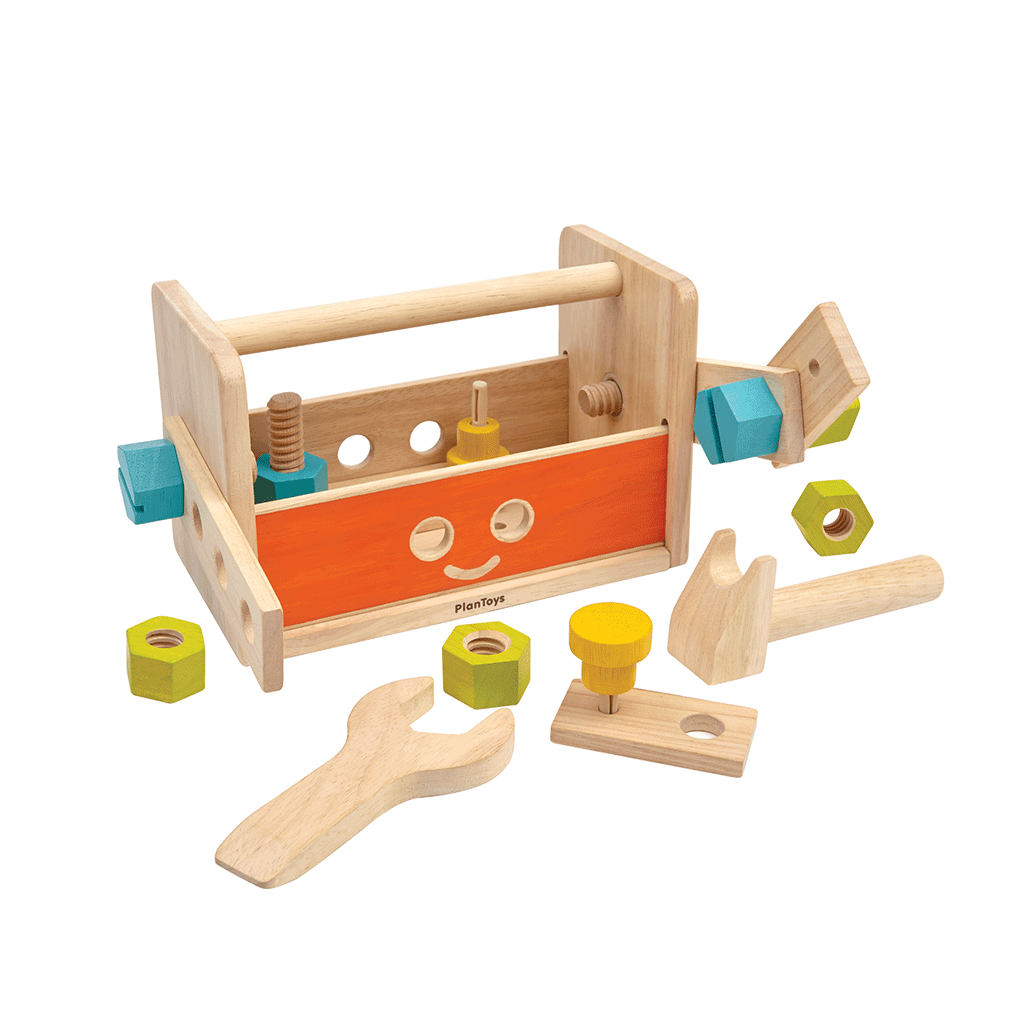 PlanToys Robot Toolbox wooden toy ของเล่นไม้แปลนทอยส์ กล่องหุ่นยนต์ช่าง ประเภทบล็อกและการต่อโครงสร้าง สำหรับอายุ 3 ปีขึ้นไป