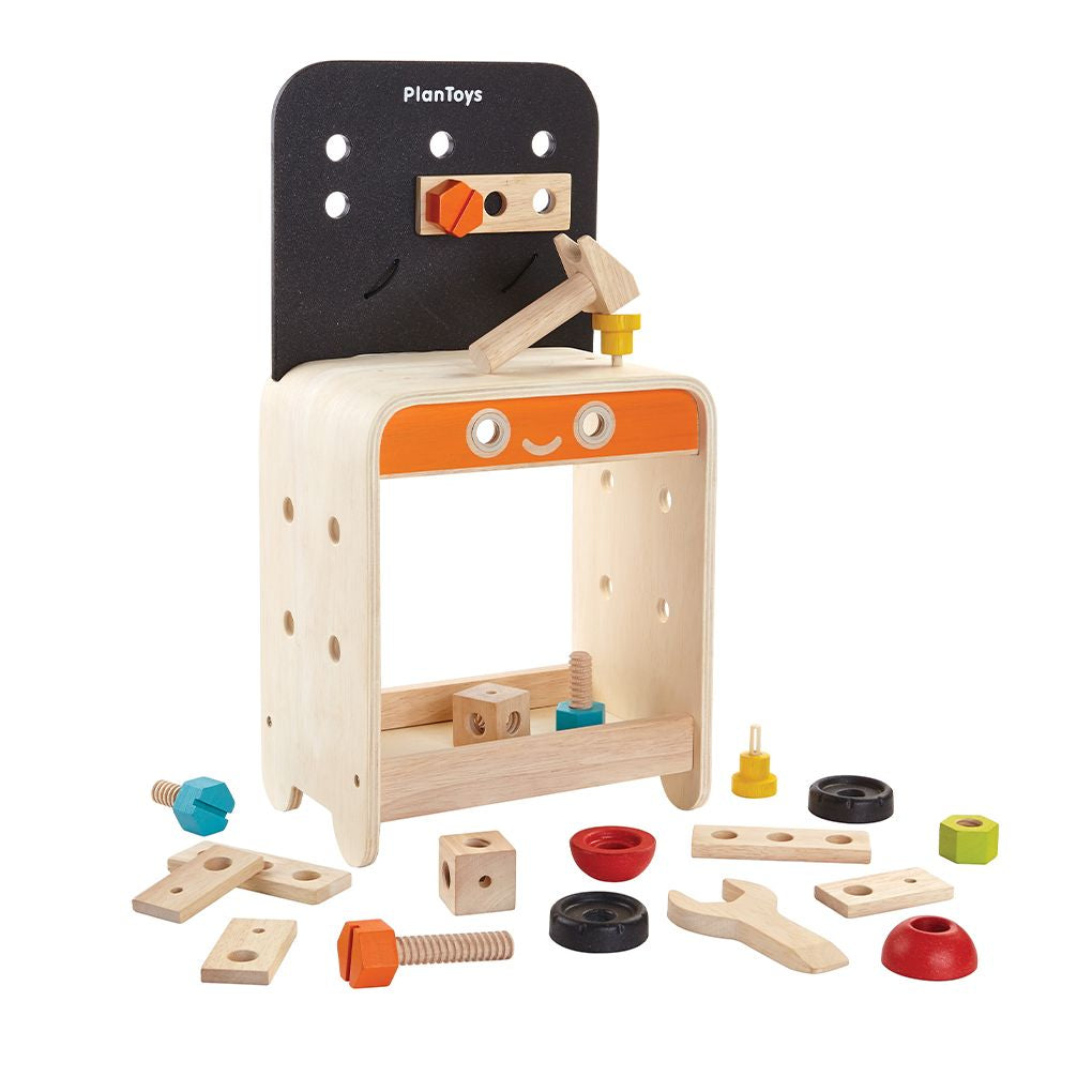 PlanToys Workbench wooden toy ของเล่นไม้แปลนทอยส์ โต๊ะงานช่าง ประเภทบล็อกและการต่อโครงสร้าง สำหรับอายุ 3 ปีขึ้นไป