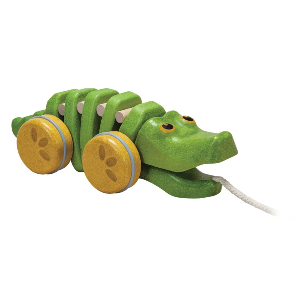 PlanToys green Dancing Alligator wooden toy ของเล่นไม้แปลนทอยส์ จระเข้น้อยเต้นรำ ประเภทผลักและลากจูง สำหรับอายุ 12 เดือนขึ้นไป
