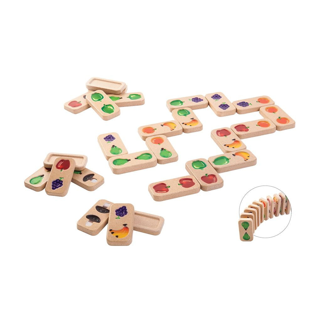PlanToys Fruit & Veggie Domino (Gradient) wooden toy ของเล่นไม้แปลนทอยส์ ผัก-ผลไม้ โดมิโน่ ประเภทเกมฝึกคิด สำหรับอายุ 2 ปีขึ้นไป