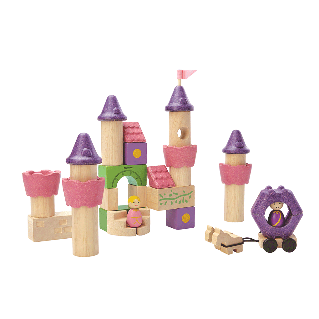 PlanToys Fairy Tale Blocks wooden toy ของเล่นไม้แปลนทอยส์ ปราสาทเจ้าหญิง ประเภทบล็อกและการต่อโครงสร้าง สำหรับอายุ 3 ปีขึ้นไป