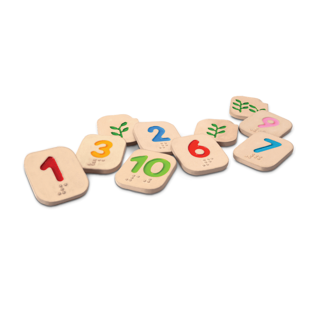 PlanToys Braille Numbers 1-10 wooden toy ของเล่นไม้แปลนทอยส์ ชุดสัมผัสจับคู่ตัวเลข ของเล่นฝึกทักษะ สำหรับอายุ 2 ปีขึ้นไป
