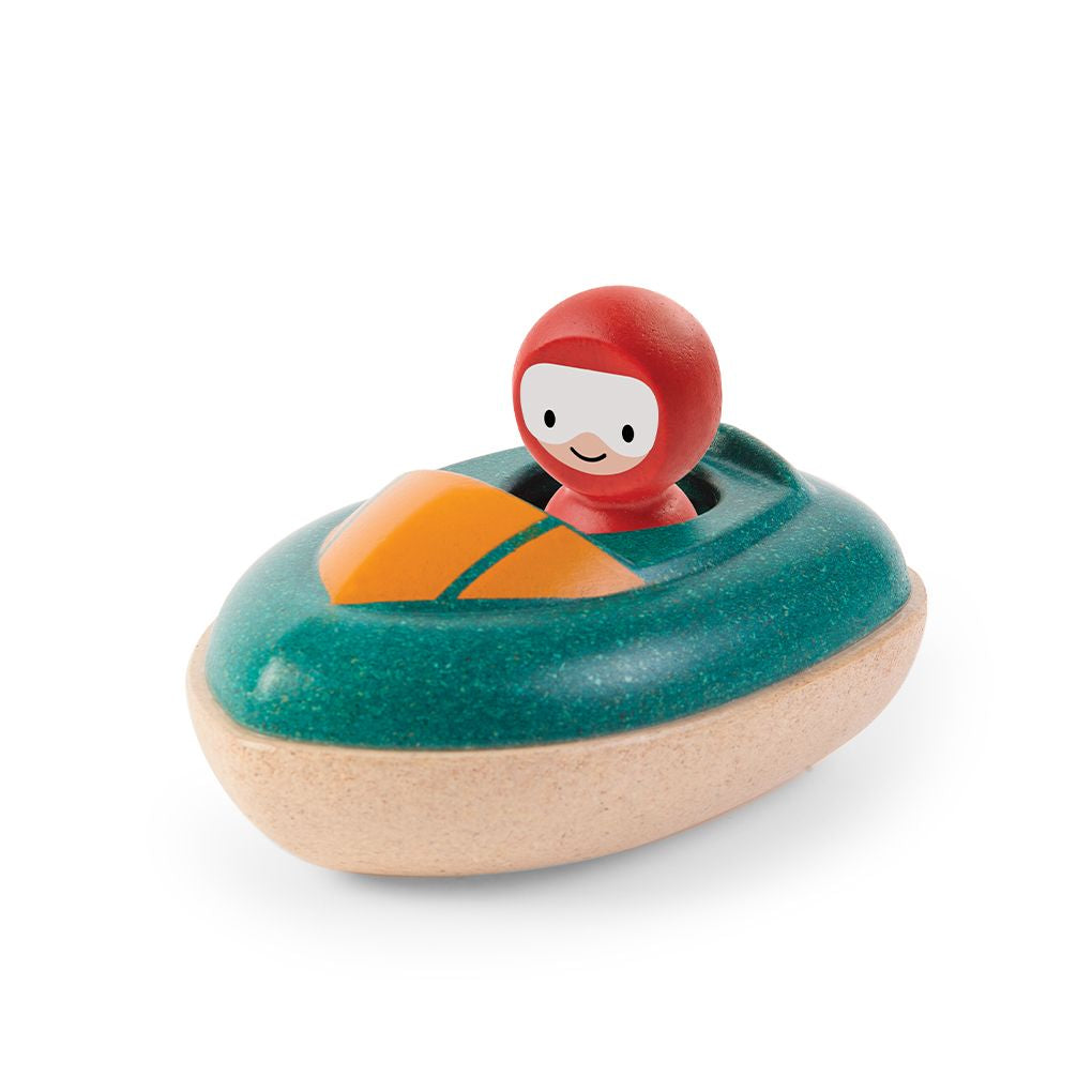 PlanToys Speed Boat wooden toy ของเล่นไม้แปลนทอยส์ สปีดโบ๊ท ประเภทของเล่นในน้ำ สำหรับอายุ 12 เดือนขึ้นไป