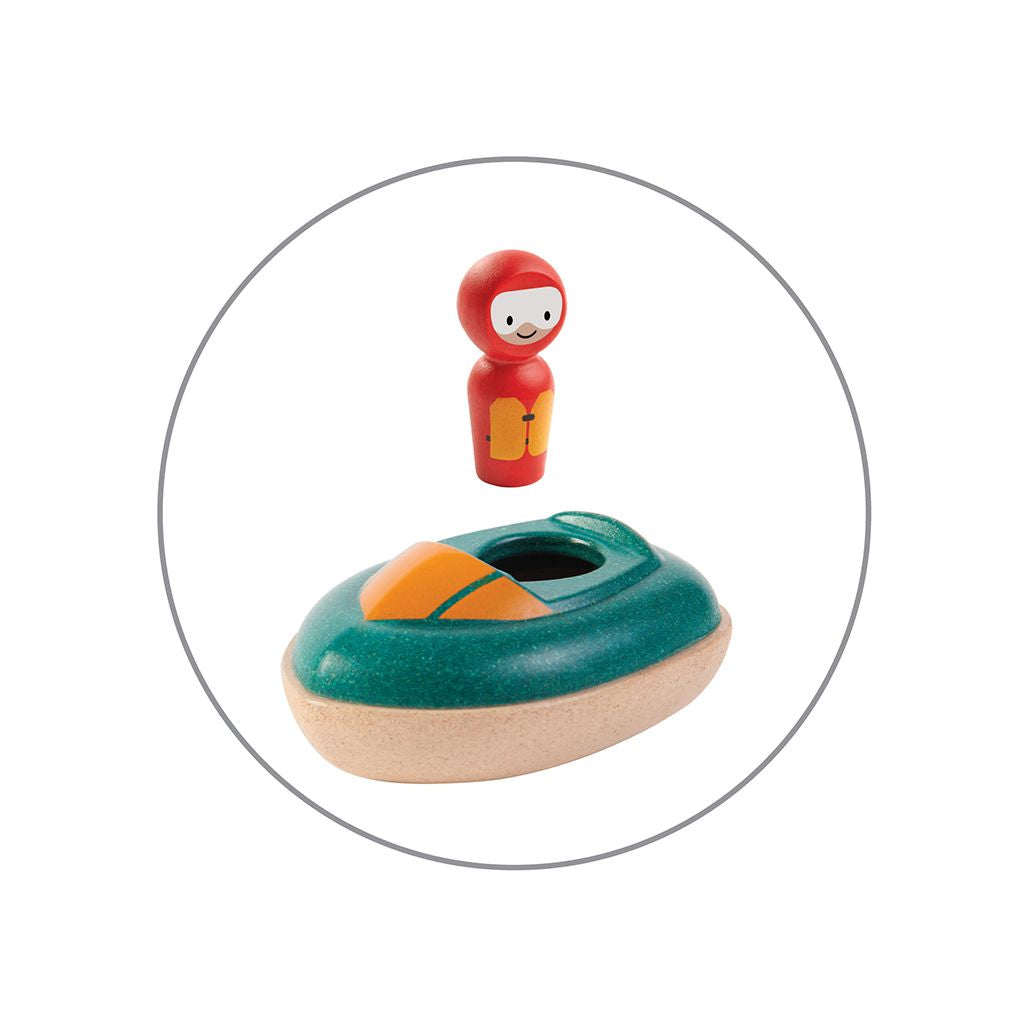 PlanToys Speed Boat wooden toy ของเล่นไม้แปลนทอยส์ สปีดโบ๊ท ประเภทของเล่นในน้ำ สำหรับอายุ 12 เดือนขึ้นไป
