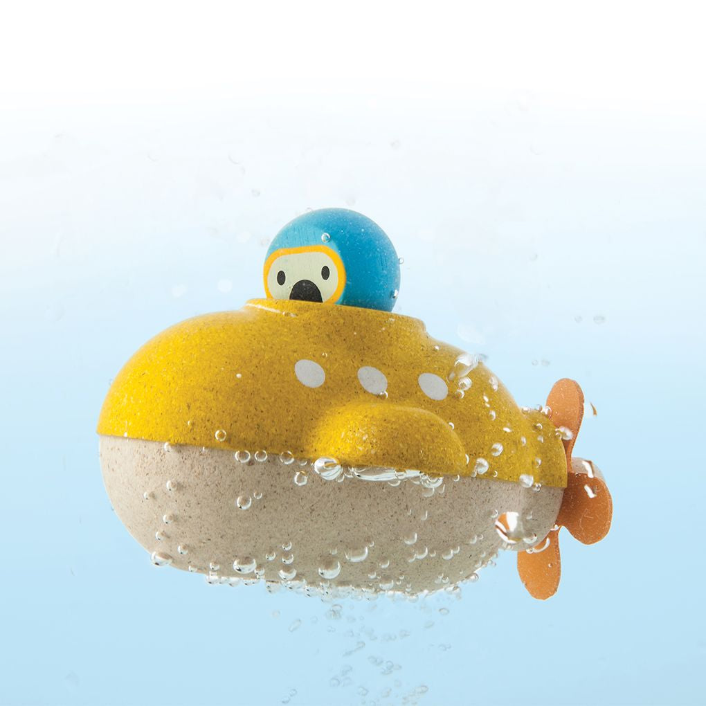 PlanToys Submarine wooden toy ของเล่นไม้แปลนทอยส์ เรือดำน้ำ ประเภทของเล่นในน้ำ สำหรับอายุ 12 เดือนขึ้นไป