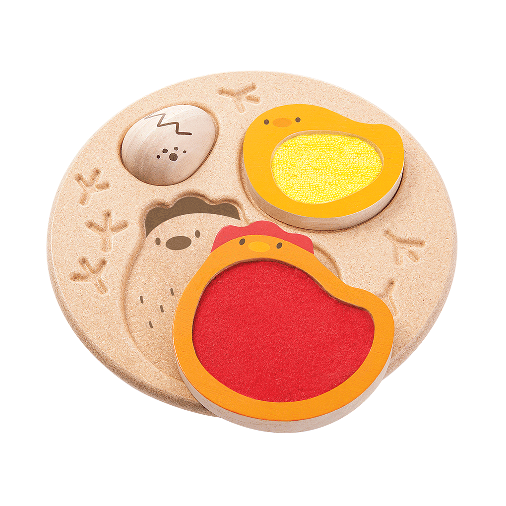 PlanToys Chicken Puzzle wooden toy ของเล่นไม้แปลนทอยส์ วงจรชีวิตไก่ ประเภทเกมฝึกคิด สำหรับอายุ 12 เดือนขึ้นไป