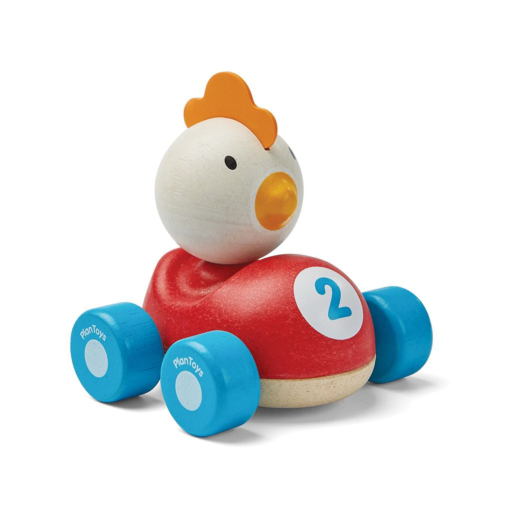 PlanToys Chicken Racer wooden toy ของเล่นไม้แปลนทอยส์ รถแข่งไก่ ประเภทของเล่นชวนเคลื่อนไหว สำหรับอายุ 12 เดือนขึ้นไป
