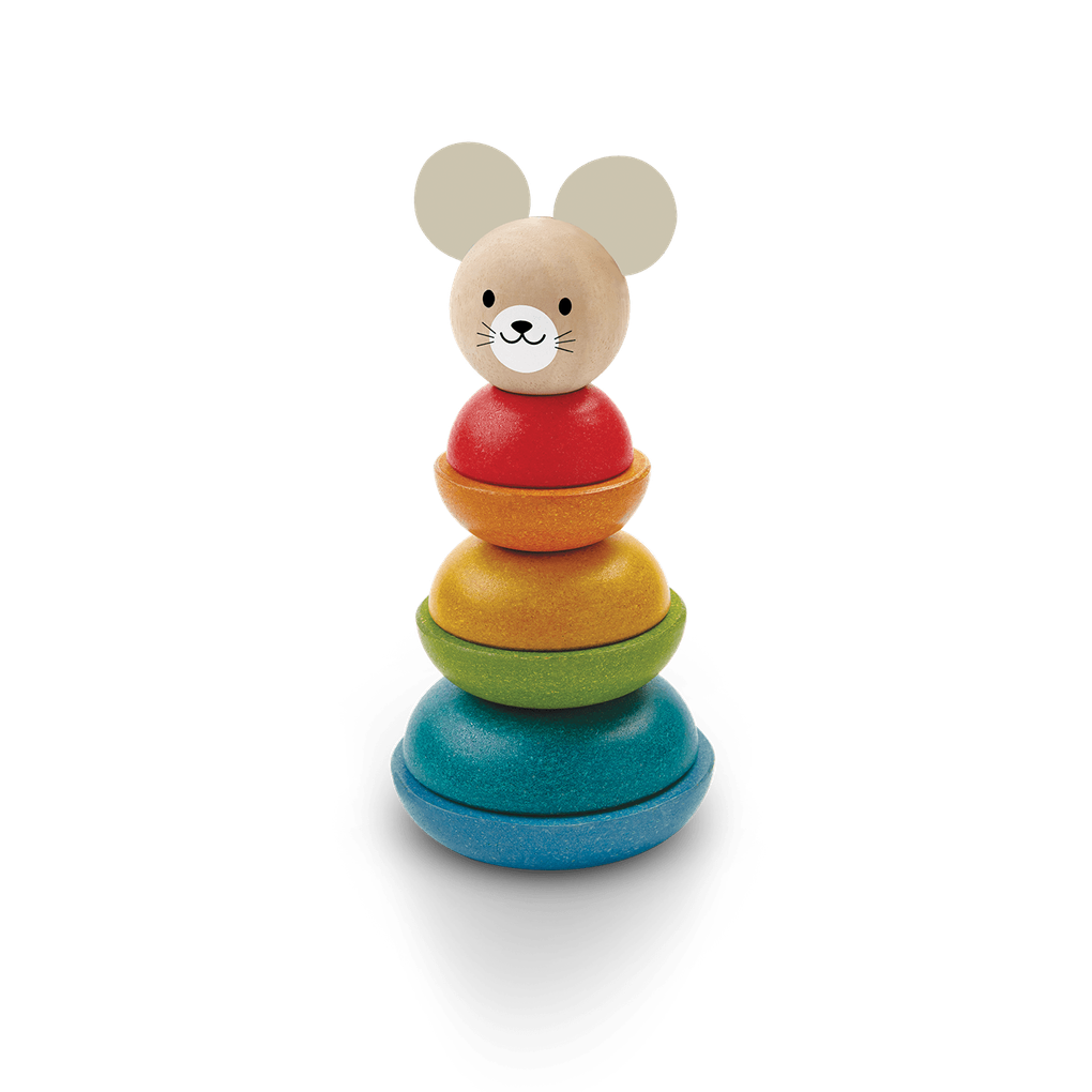 PlanToys Stacking Ring - Mouse wooden toy ของเล่นไม้แปลนทอยส์ หนูน้อยเรียงซ้อน ของเล่นฝึกทักษะ สำหรับอายุ 12 เดือนขึ้นไป