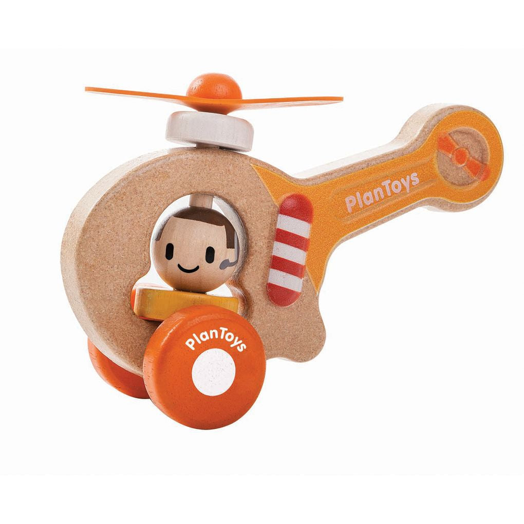 PlanToys Helicopter wooden toy ของเล่นไม้แปลนทอยส์ หนูน้อยเฮลิคอปเตอร์ ประเภทของเล่นชวนเคลื่อนไหว สำหรับอายุ 12 เดือนขึ้นไป