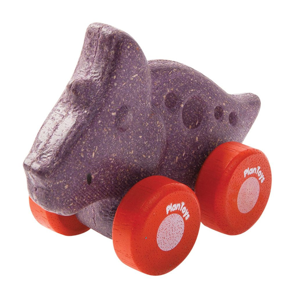PlanToys Dino Car - Trio wooden toy ของเล่นไม้แปลนทอยส์ รถไดโนเสาร์ Trio ประเภทของเล่นชวนเคลื่อนไหว สำหรับอายุ 12 เดือนขึ้นไป