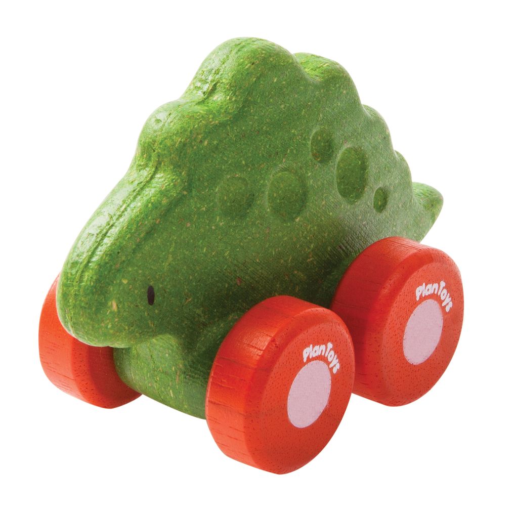 PlanToys Dino Car - Stego wooden toy ของเล่นไม้แปลนทอยส์ รถไดโนเสาร์ STEGO ประเภทของเล่นชวนเคลื่อนไหว สำหรับอายุ 12 เดือนขึ้นไป