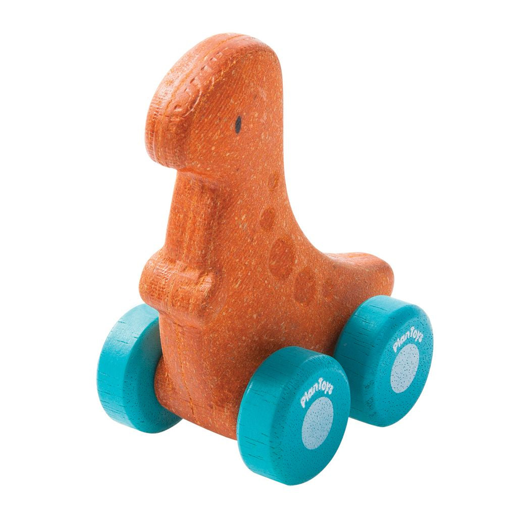 PlanToys Dino Car - Rex wooden toy ของเล่นไม้แปลนทอยส์ รถไดโนเสาร์ REX ประเภทของเล่นชวนเคลื่อนไหว สำหรับอายุ 12 เดือนขึ้นไป