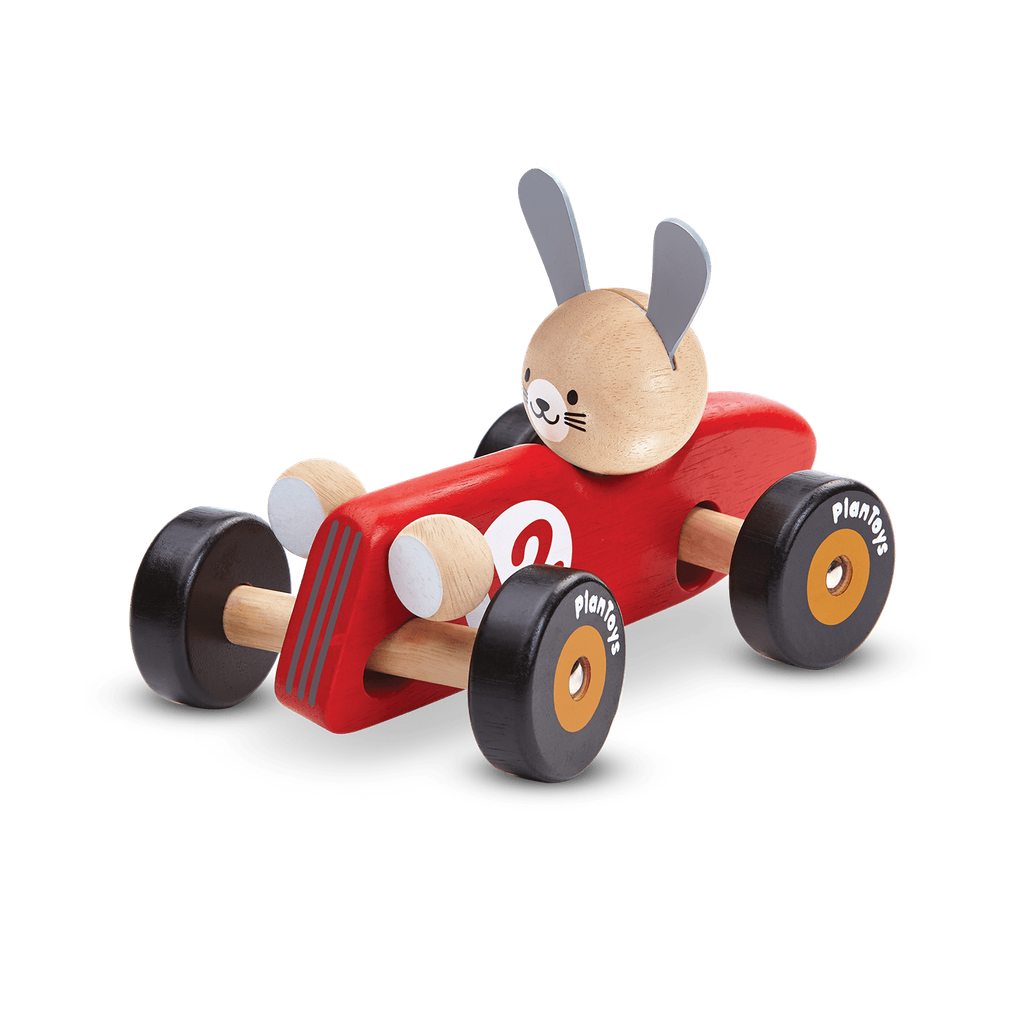 PlanToys Rabbit Racing Car wooden toy ของเล่นไม้แปลนทอยส์ รถแข่งกระต่ายน้อย ประเภทของเล่นชวนเคลื่อนไหว สำหรับอายุ 12 เดือนขึ้นไป
