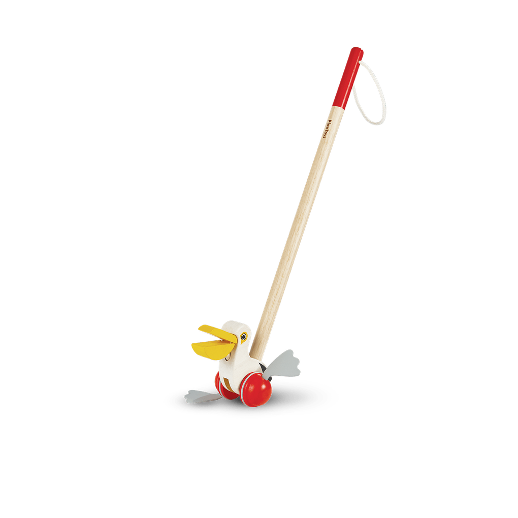 PlanToys Push Along Pelican wooden toy ของเล่นไม้แปลนทอยส์ ลากจูงนกเพลิแกน ประเภทผลักและลากจูง สำหรับอายุ 12 เดือนขึ้นไป