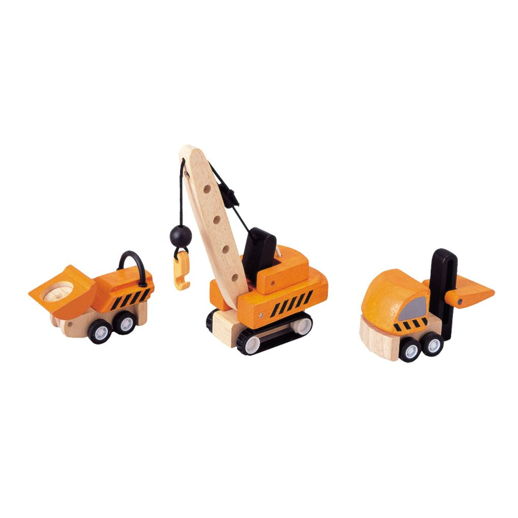 PlanToys Construction Vehicles wooden toy ของเล่นไม้แปลนทอยส์ ชุดรถก่อสร้าง ประเภทบทบาทสมมุติ สำหรับอายุ 3 ปีขึ้นไป