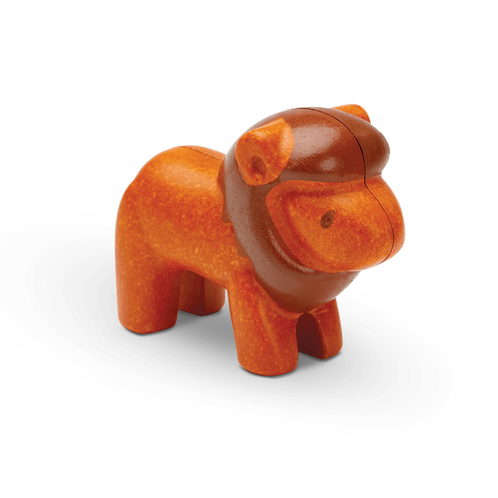 PlanToys orange Lion wooden toy ของเล่นไม้แปลนทอยส์ ตุ๊กตาสิงโต ประเภทบทบาทสมมุติ สำหรับอายุ 12 เดือนขึ้นไป