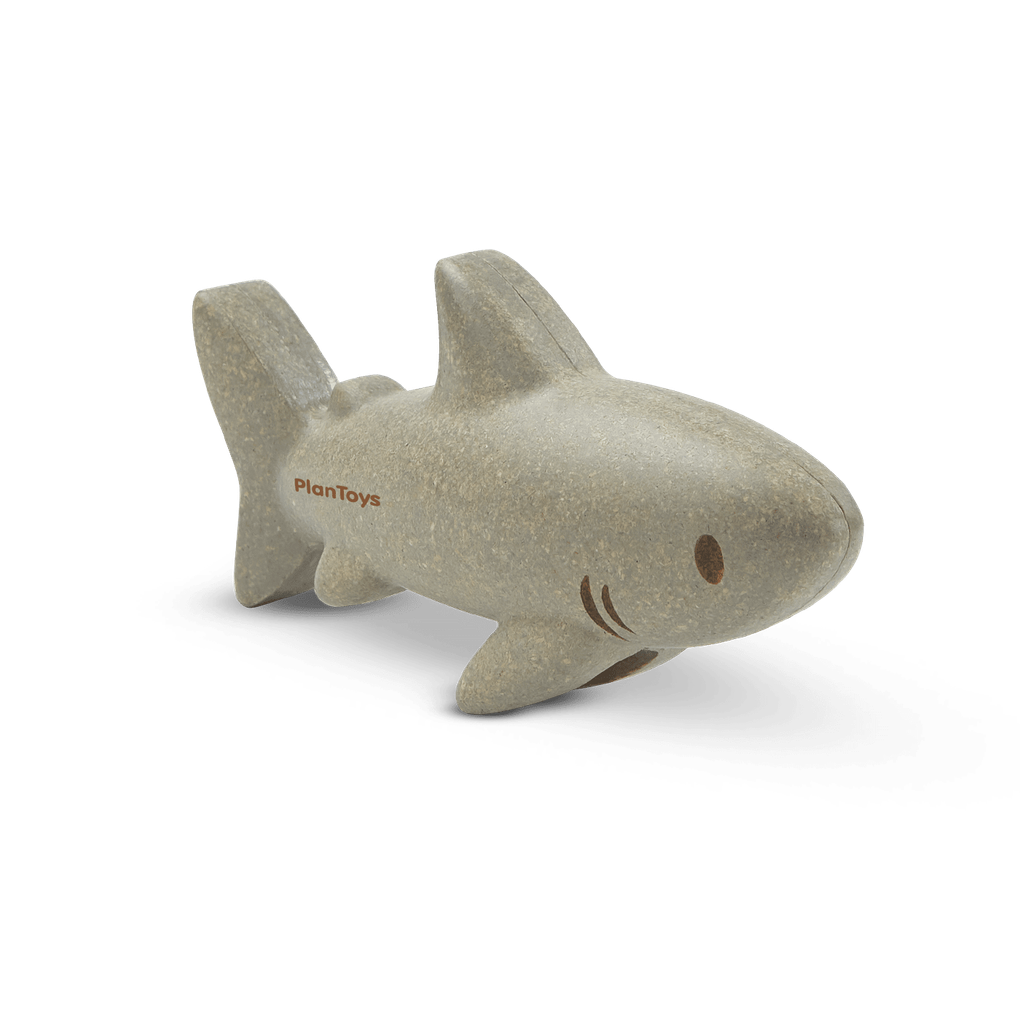PlanToys gray Shark wooden toy ของเล่นไม้แปลนทอยส์ ตุ๊กตาปลาฉลาม ประเภทบทบาทสมมุติ สำหรับอายุ 12 เดือนขึ้นไป