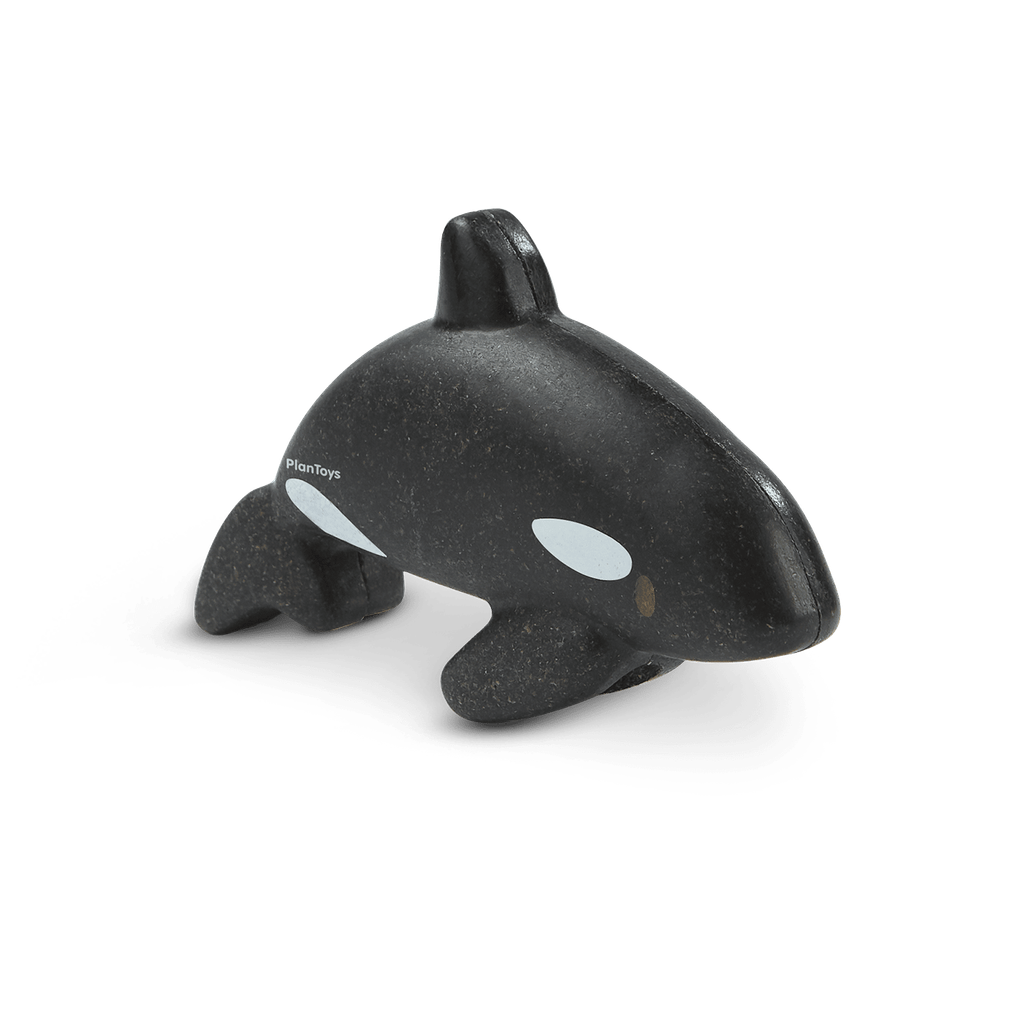 PlanToys black Orca wooden toy ของเล่นไม้แปลนทอยส์ ตุ๊กตาปลาวาฬเพชรฆาต ประเภทบทบาทสมมุติ สำหรับอายุ 12 เดือนขึ้นไป