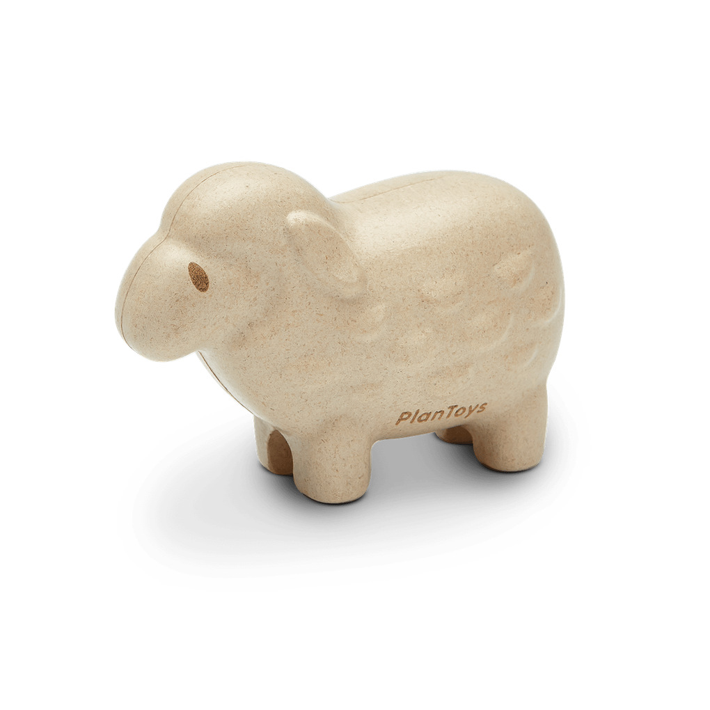PlanToys white Sheep wooden toy ของเล่นไม้แปลนทอยส์ ตุ๊กตาแกะ ประเภทบทบาทสมมุติ สำหรับอายุ 12 เดือนขึ้นไป