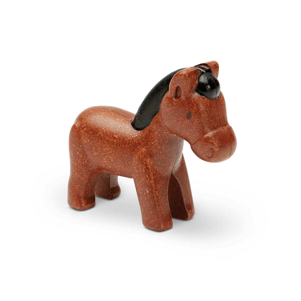 PlanToys brown Horse wooden toy ของเล่นไม้แปลนทอยส์ ตุ๊กตาม้า ประเภทบทบาทสมมุติ สำหรับอายุ 12 เดือนขึ้นไป