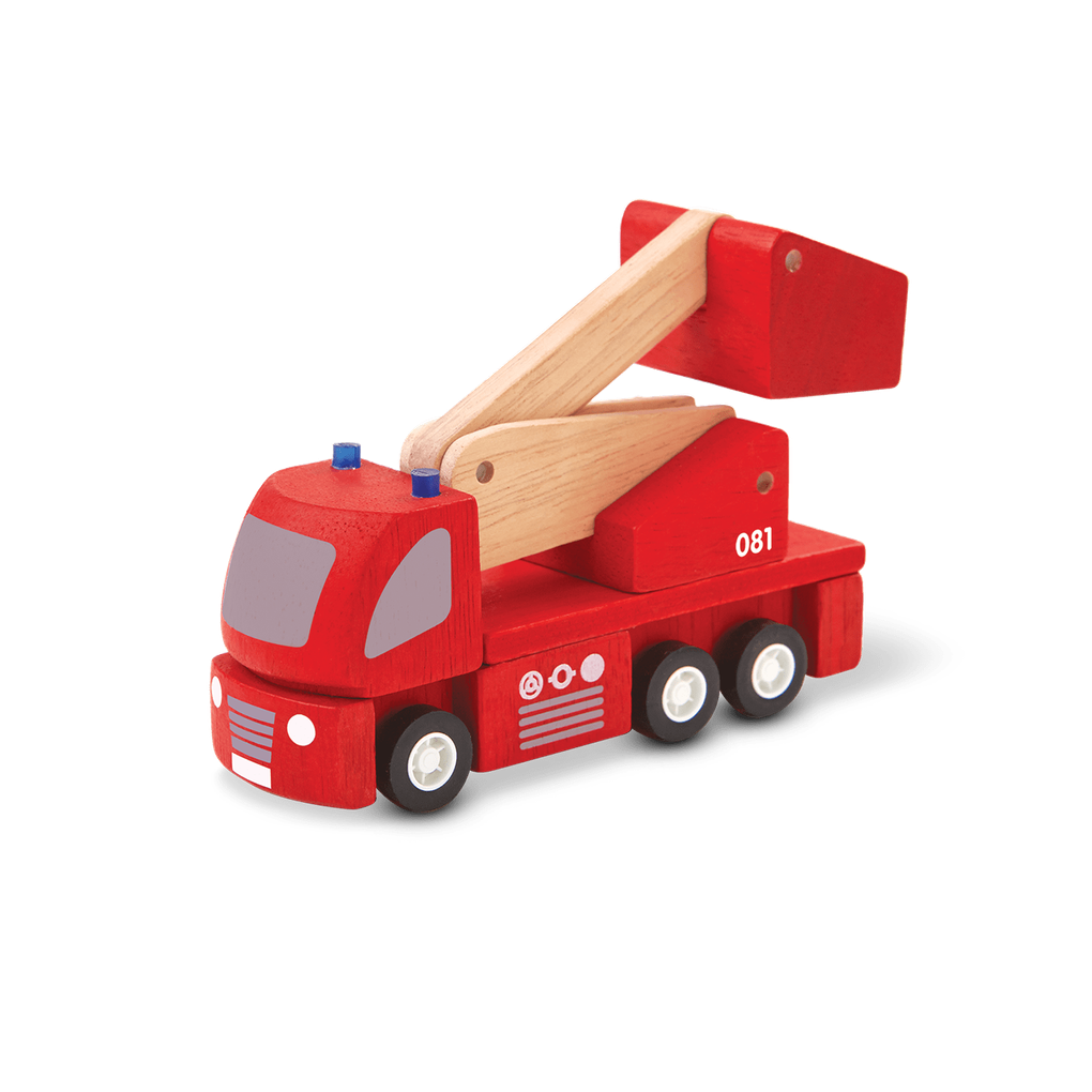 PlanToys red Fire Engine wooden toy ของเล่นไม้แปลนทอยส์ รถดับเพลิง ประเภทบทบาทสมมุติ สำหรับอายุ 3 ปีขึ้นไป