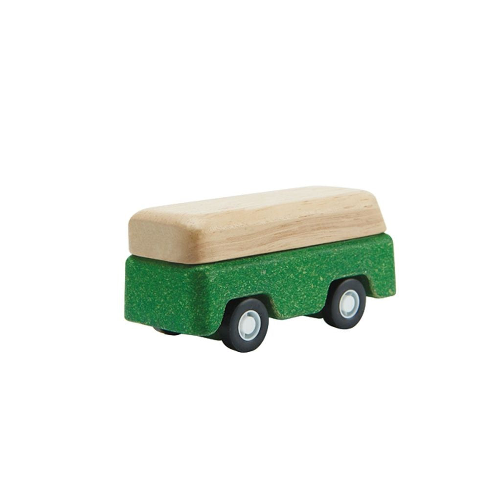 PlanToys green Bus wooden toy ของเล่นไม้แปลนทอยส์ รถบัส ประเภทบทบาทสมมุติ สำหรับอายุ 3 ปีขึ้นไป